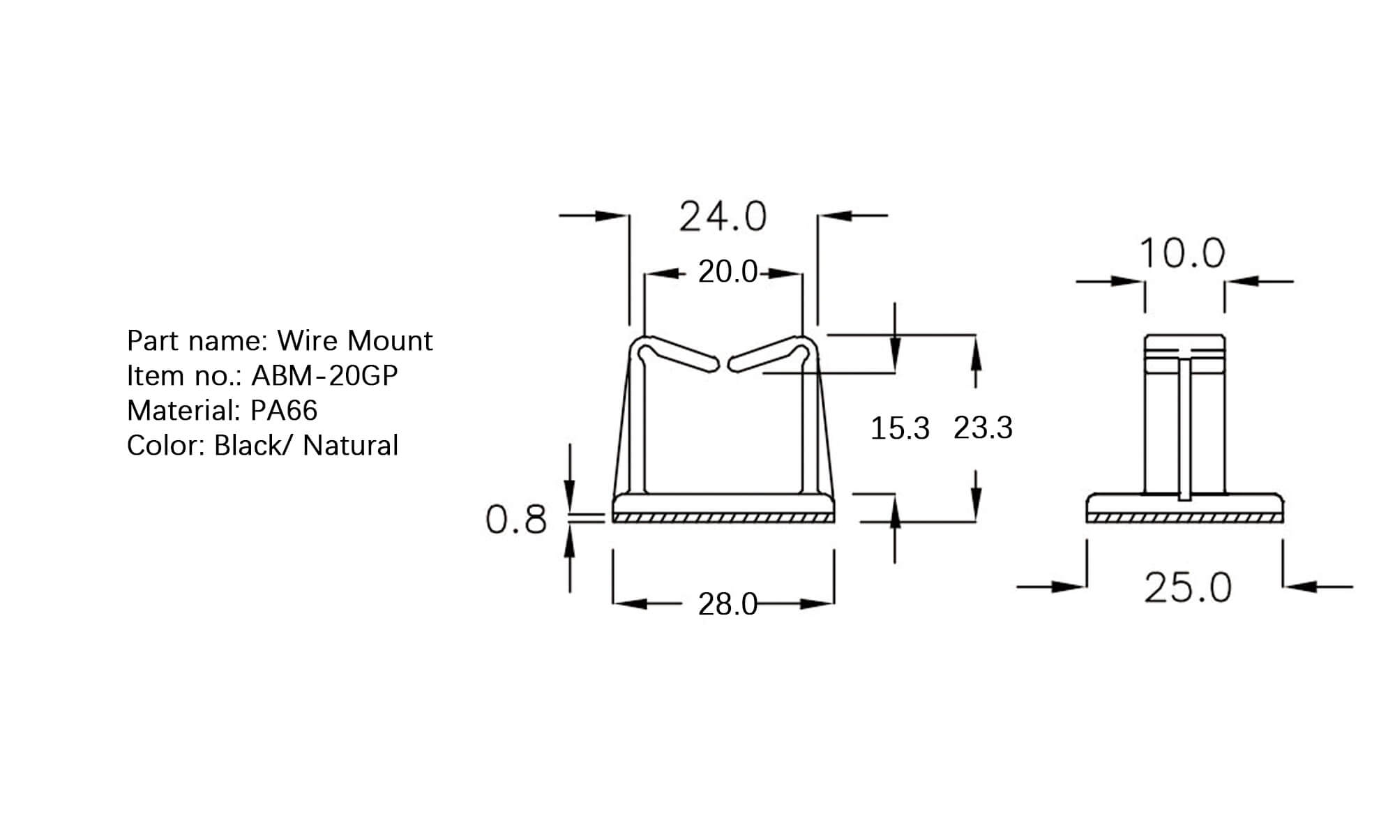 Plastic Wire Mount ABM-20GP